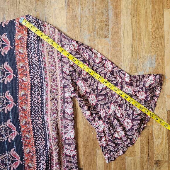 Soft‎ Surroundings Kimono Womens S Metallic Floral Boho Duster Cardigan - Picture 11 of 12